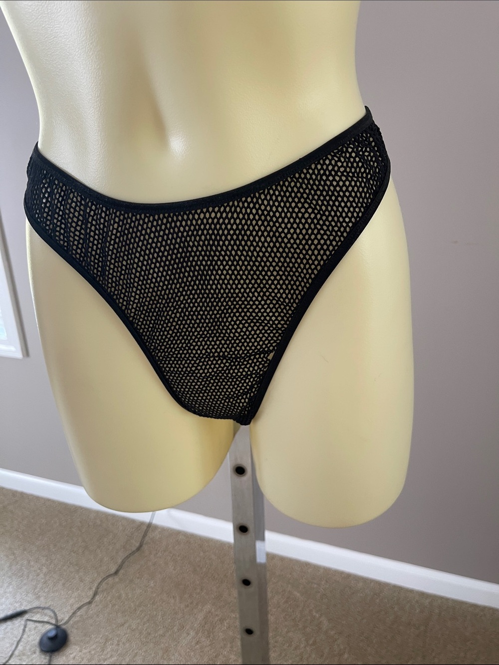 Black Fishnet High-Cut Bikini Brief NWOT